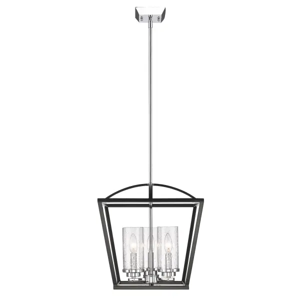 Golden Lighting Mercer 3-Light Pendant in Matte Black and Chrome - Image 4