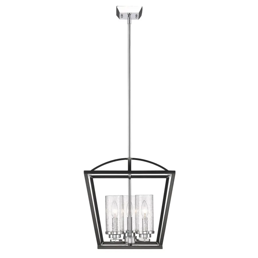 Golden Lighting Mercer 3-Light Pendant in Matte Black and Chrome - Image 4