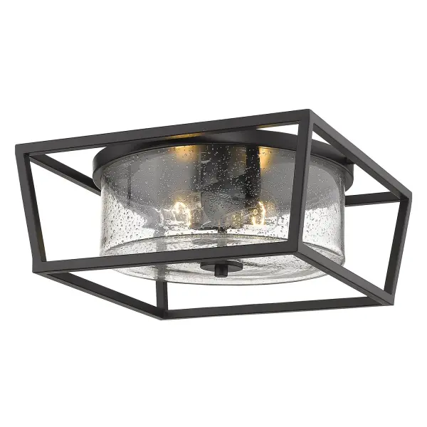 Golden Lighting Mercer 2-Light Flush Mount in Matte Black - Image 1