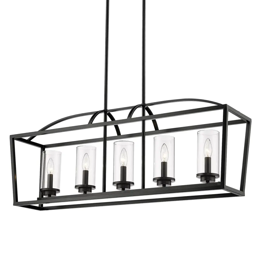 Golden Lighting Mercer 5-Light Island Light in Matte Black - Image 1