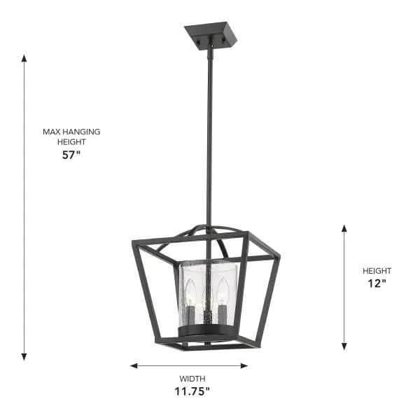 Golden Lighting Mercer 3-Light Chandelier in Matte Black - Image 3