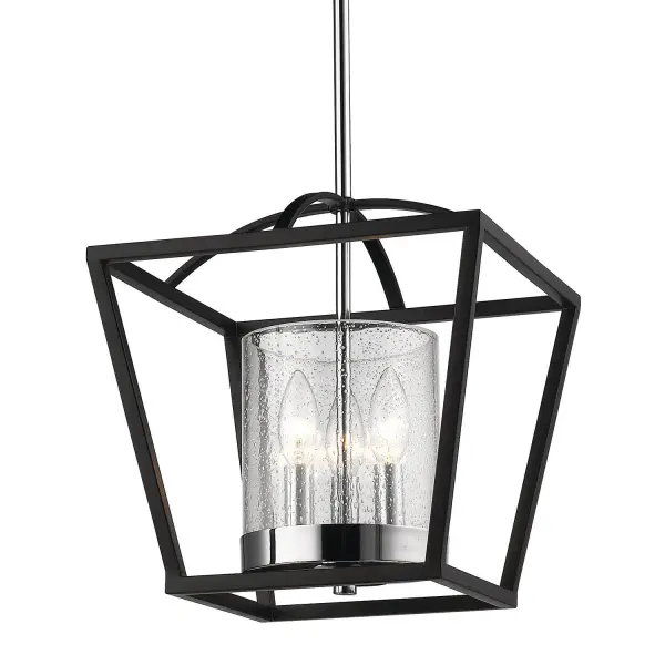 The Golden Lighting Mercer combines timeless matte black elegance with vintage-inspired seeded glass shades. Perfect for smaller spaces, this 3-light chandelier adds sophisticated ambiance with its bubble-textured glass that beautifully diffuses light.