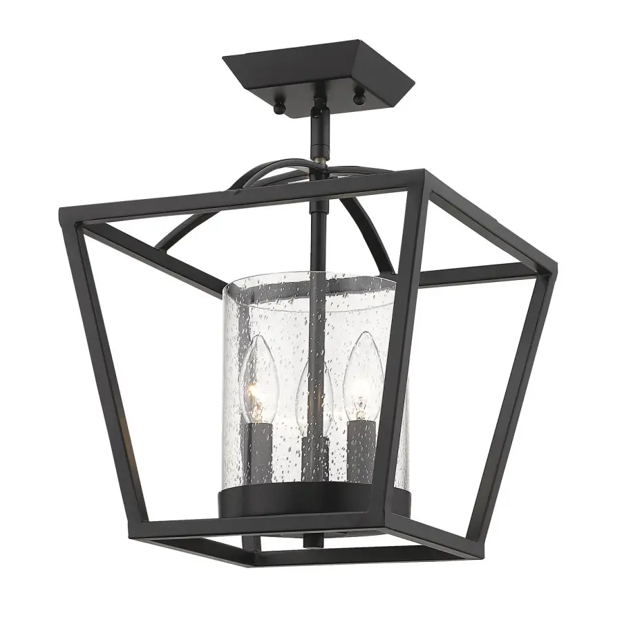 Golden Lighting Mercer 3-Light Semi-Flush Mount in Matte Black - Image 1