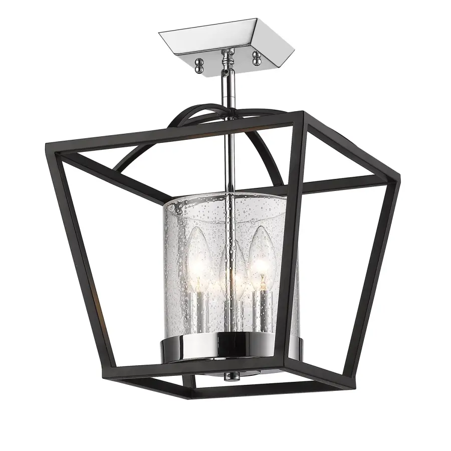 Golden Lighting Mercer 3-Light Semi-Flush Mount in Matte Black - Image 1