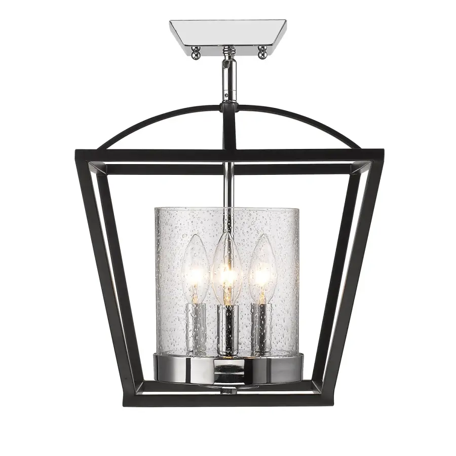 Golden Lighting Mercer 3-Light Semi-Flush Mount in Matte Black - Image 2