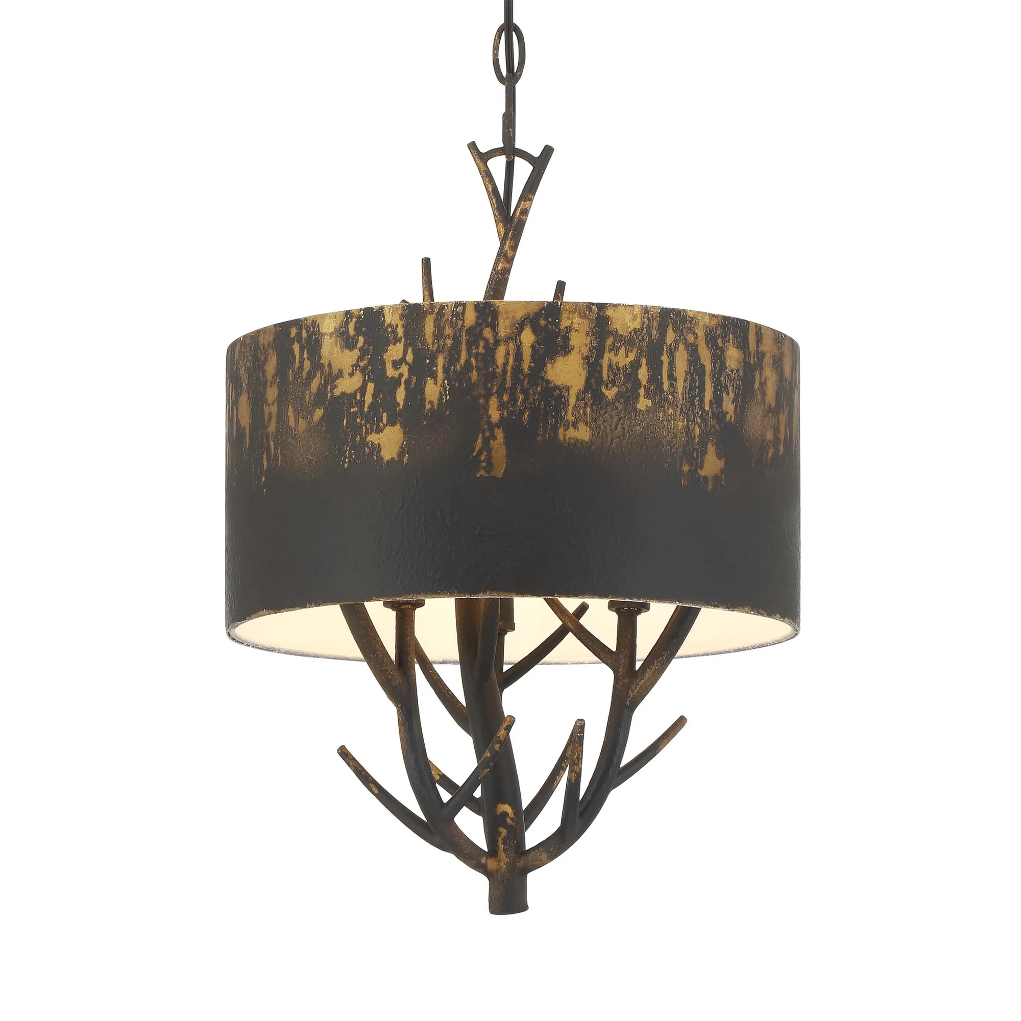 Arboreal Three Light Pendant in Antique Black Iron