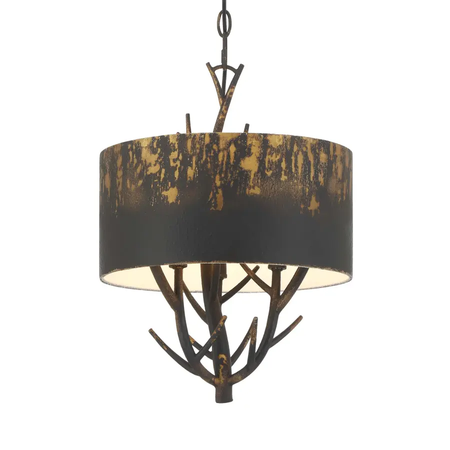 Arboreal Three Light Pendant in Antique Black Iron - Image 1