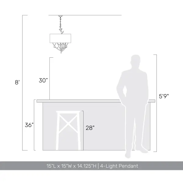 Arboreal Four Light Pendant in Antique Black Iron - Image 11