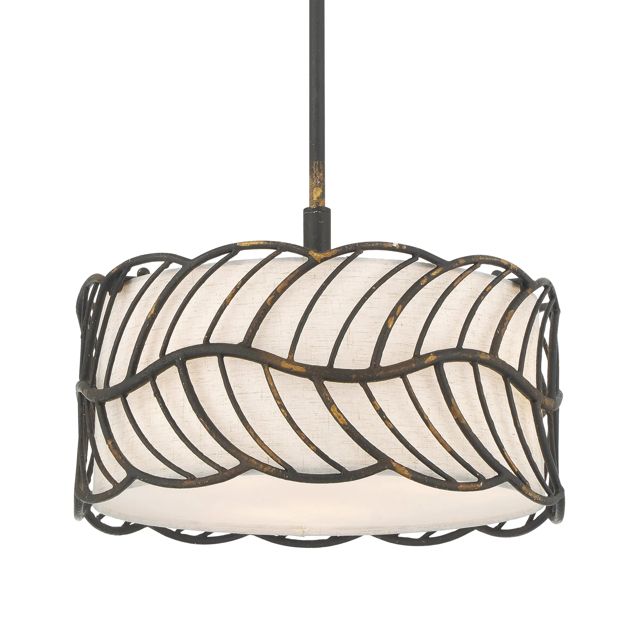 Simbolo Three Light Pendant in Antique Black Iron