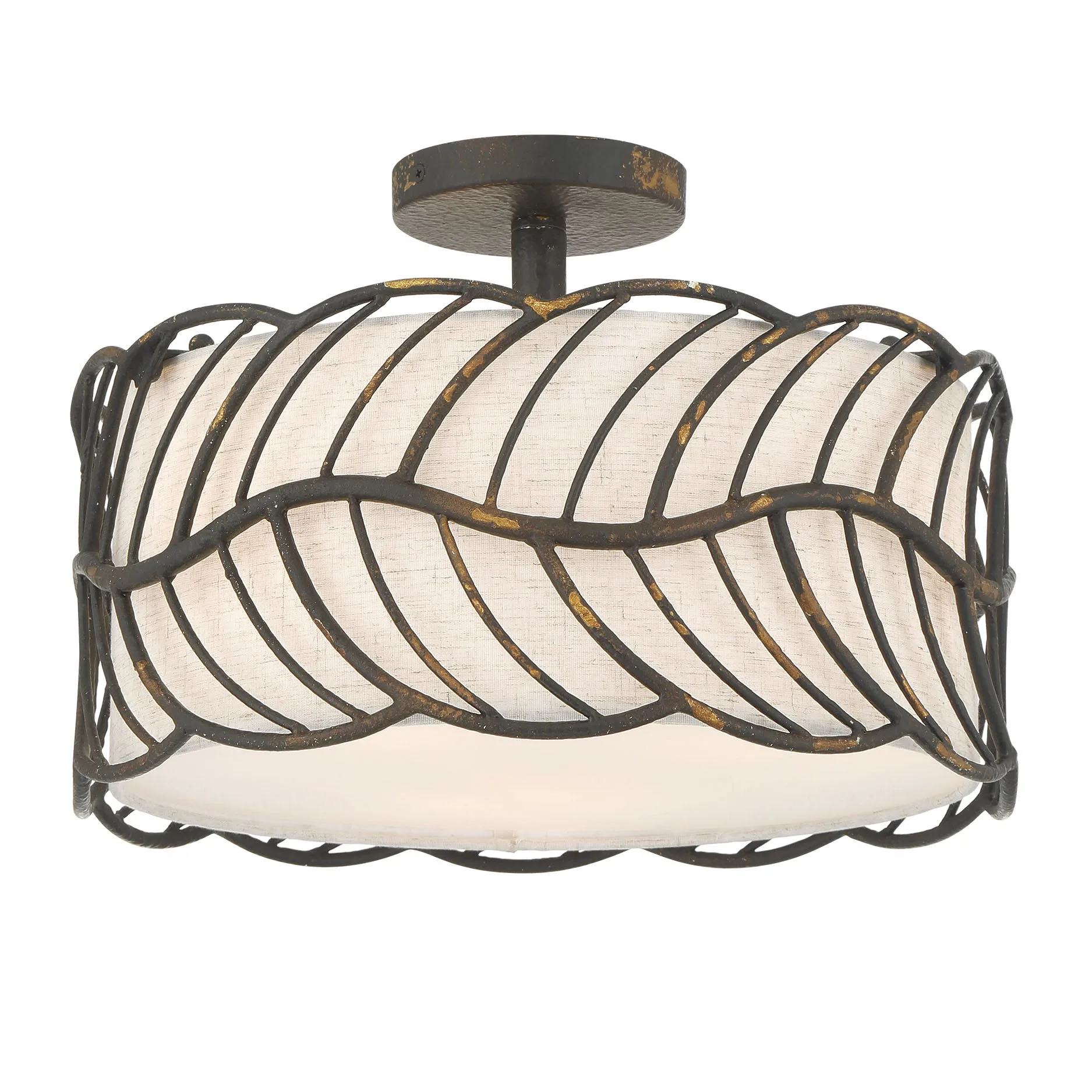 Simbolo 3-light Semi-Flush Mount in Antique Black Iron
