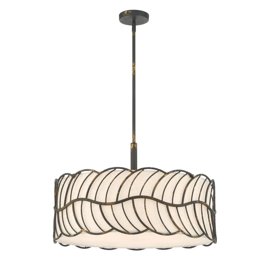 Simbolo Five Light Pendant in Antique Black Iron - Image 2