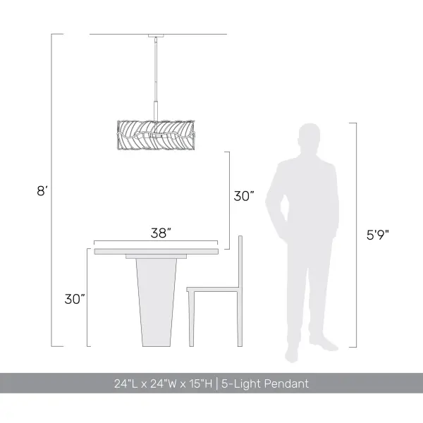 Simbolo Five Light Pendant in Antique Black Iron - Image 13