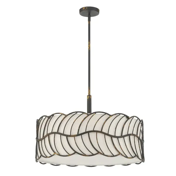 Simbolo Five Light Pendant in Antique Black Iron - Image 3