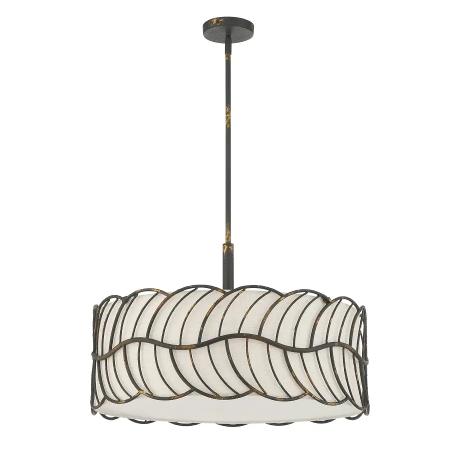 Simbolo Five Light Pendant in Antique Black Iron - Image 3