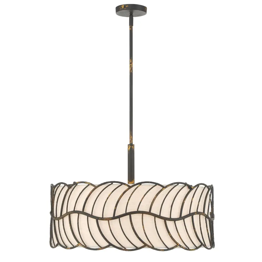 Simbolo Five Light Pendant in Antique Black Iron - Image 4