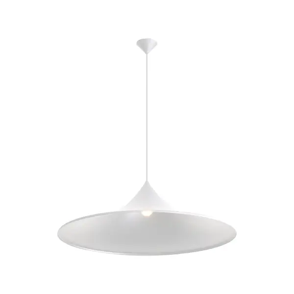 The Vistara 35" pendant delivers dramatic scale and modern sophistication with its textured Sand White finish. The large metal shade creates a bold focal point while the organic sandy texture adds warmth to minimalist spaces. - alternate view