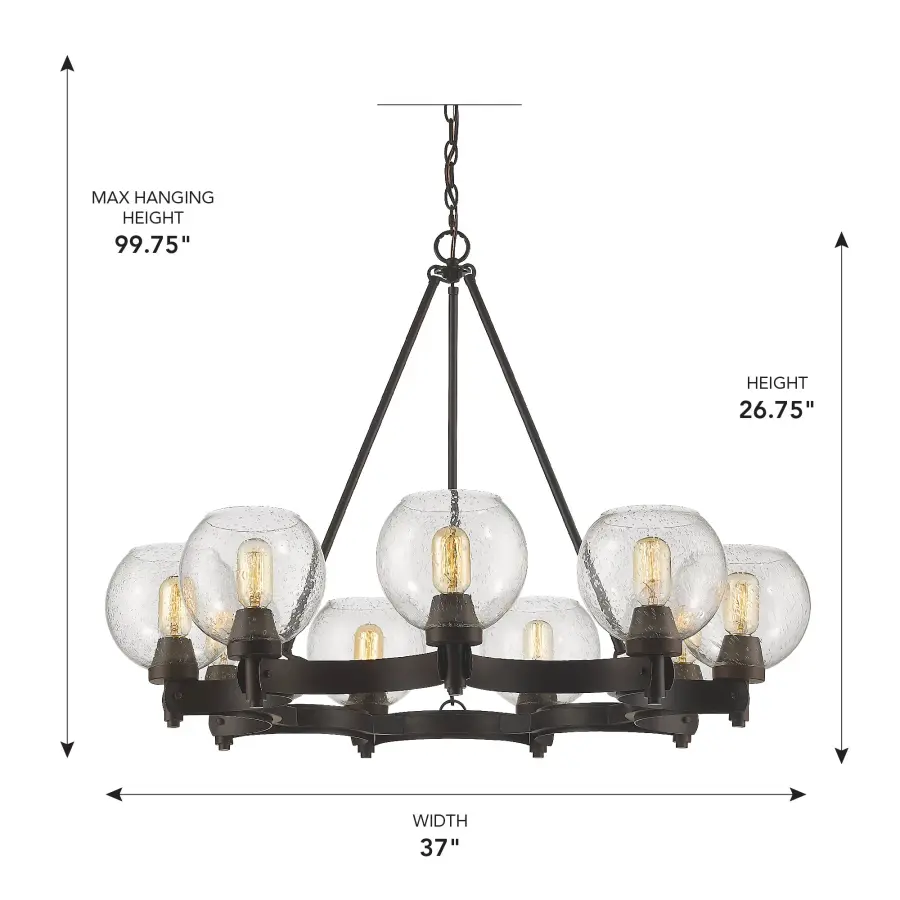 Golden Lighting Galveston 9-Light Chandelier in Rubbed Bronze - Image 4