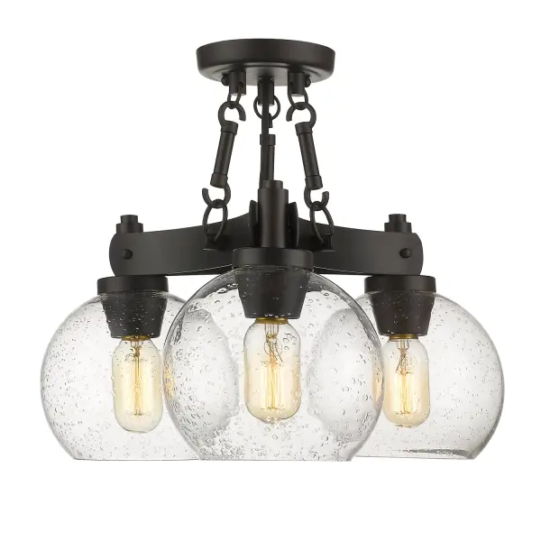 Golden Lighting Galveston 3-Light Semi-Flush Mount in Rubbed Bronze - Image 1