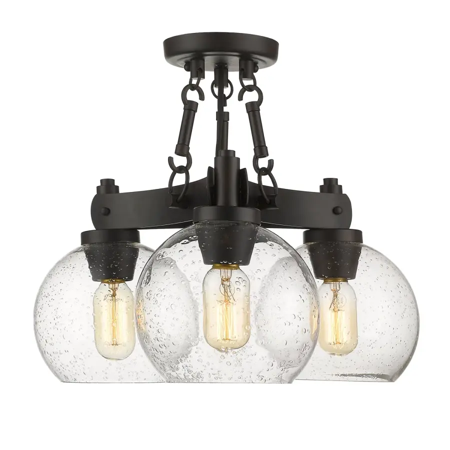 Golden Lighting Galveston 3-Light Semi-Flush Mount in Rubbed Bronze - Image 1