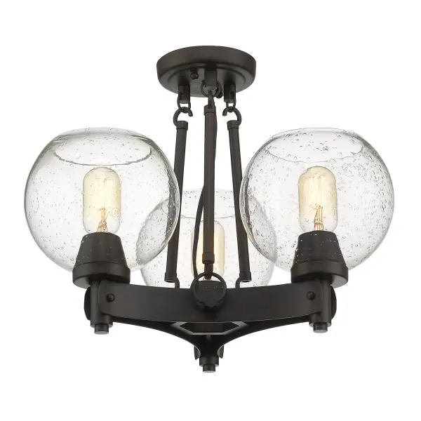 Golden Lighting Galveston 3-Light Semi-Flush Mount in Rubbed Bronze - Image 3