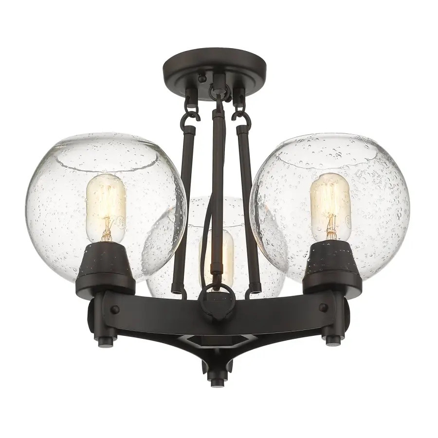 Golden Lighting Galveston 3-Light Semi-Flush Mount in Rubbed Bronze - Image 3