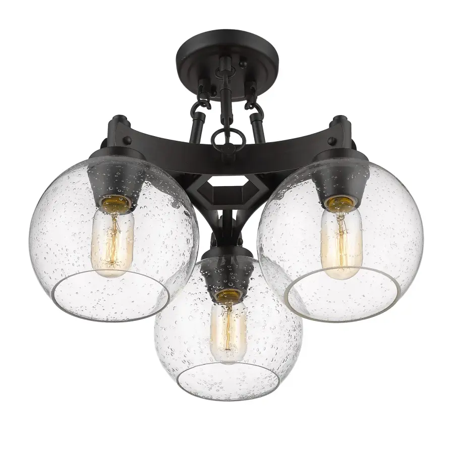Golden Lighting Galveston 3-Light Semi-Flush Mount in Rubbed Bronze - Image 4