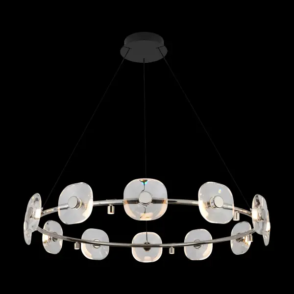 The Ziva Celestia is a show-stopping 49-inch chandelier featuring K9 crystal discs that create dazzling light refraction. With 6240 lumens of integrated LED output and adjustable height up to 137.75", this polished chrome masterpiece transforms grand spaces into luxurious showcases.
