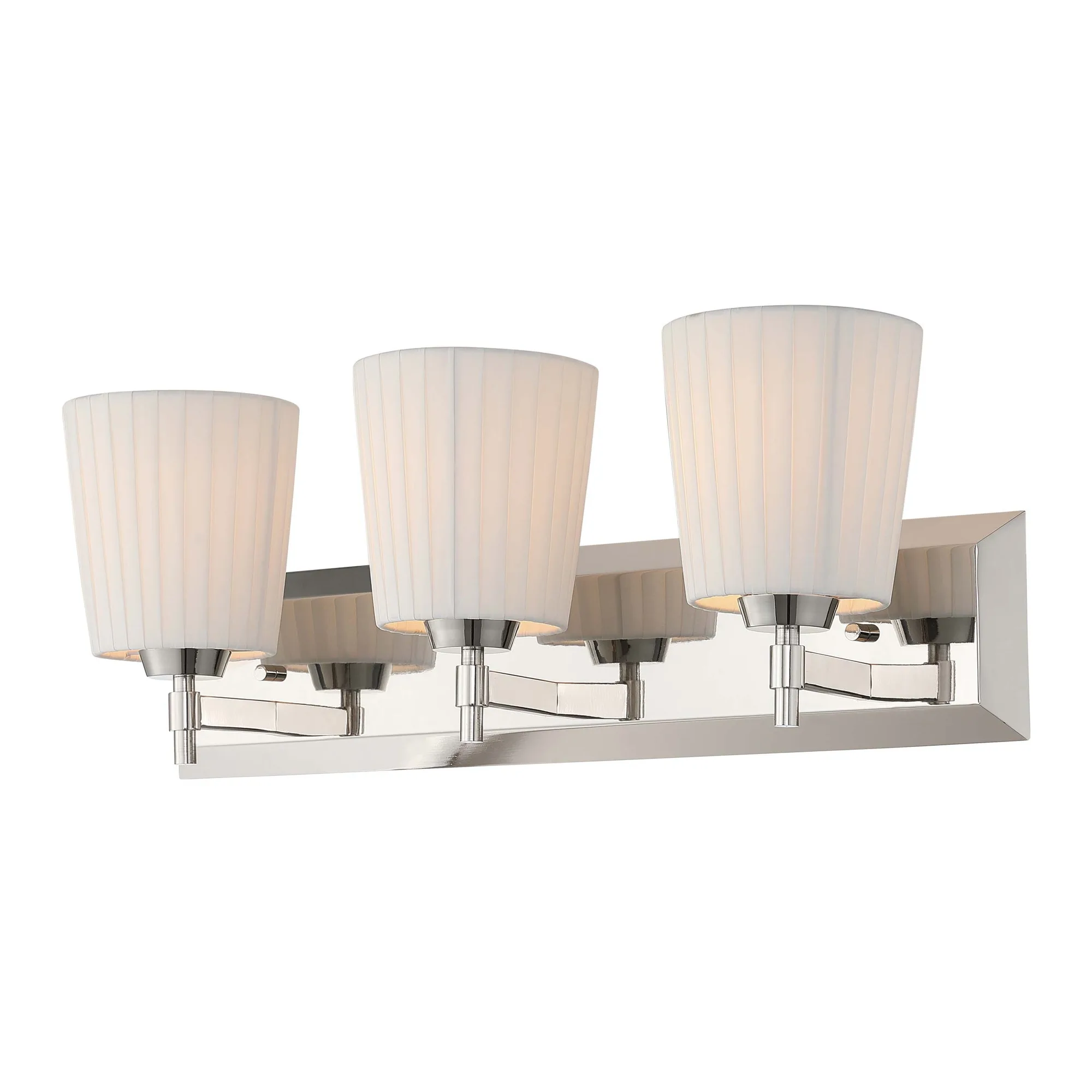 Brilia 3-light Vanity in Polished Nickel with Pleated Shade