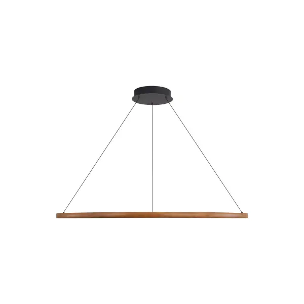 The Veritas 47" chandelier combines sleek modern design with rich walnut wood for a sophisticated statement piece. Integrated LED technology delivers exceptional brightness (5400 lumens) with energy efficiency, while adjustable height accommodates various ceiling configurations. - alternate view