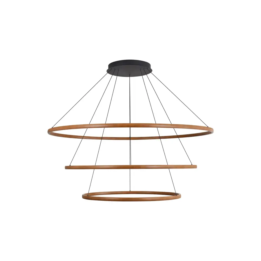 Golden Lighting Veritas 59" 3-Tier LED Chandelier in Walnut - Image 1