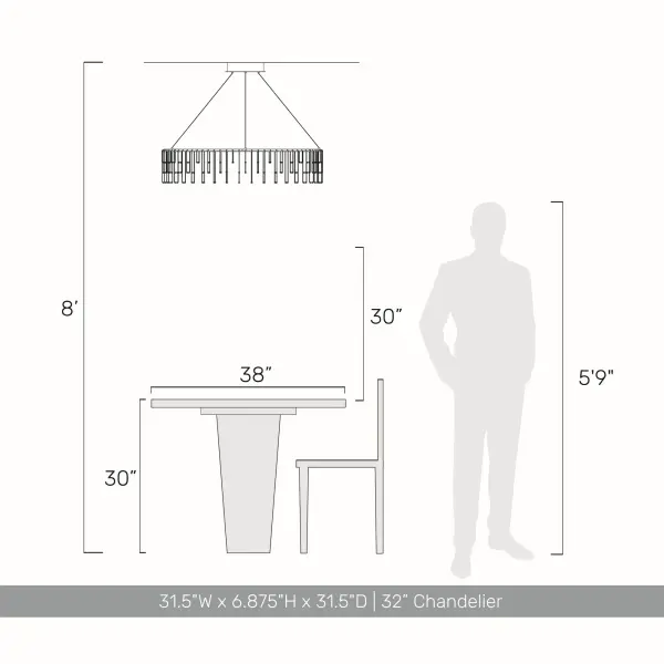 Golden Lighting Lucerna 32" LED Chandelier - Image 6
