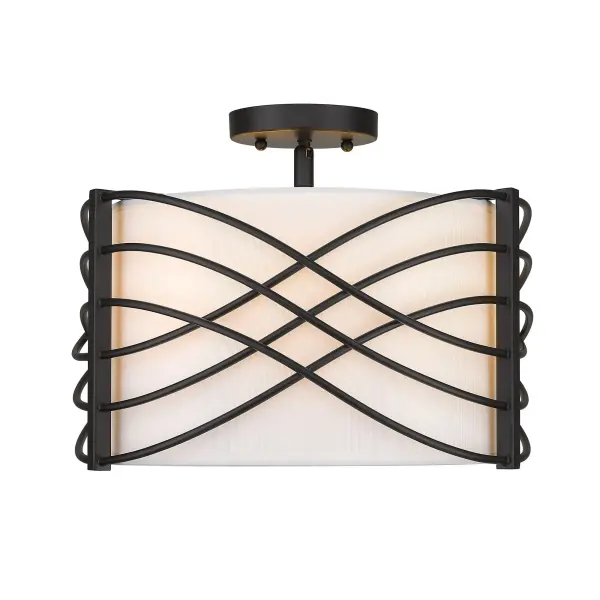 Introducing the Wry Lighting Zara 3-light Semi-Flush Mount, where modern meets transitional elegance. Featuring a sophisticated fabric shade and a sleek matte black frame, this fixture creates an inviting atmosphere. Dressed in a crisp Modern White fabric shade, the chic design offers a warm, diffused glow while boasting a strong graphic quality from the deep matte black finish. This fixture complements a range of décor styles, from minimalist to bold contemporary designs, making it a versatile addition to your home. Damp location rated, it's perfect for entryways, bedrooms, kitchens, and living areas with mid-height ceilings. With overall dimensions of 14.38"W x 10.88"H x 14.38"D, it requires three E12 candelabra base bulbs (not included), with a maximum wattage of 60 per bulb, allowing for ample illumination. Illuminate your home with the timeless appeal and stylish versatility of the Wry Lighting Zara Semi-Flush Mount. Collection: Zara Rooms: Bath,Foyer,Kitchen,Living,Bedroom Finish: Matte Black Glass: Modern White Notes: Fixture has swivel which allows the light to be mounted on a sloped ceiling. Width: 14.38" Height: 10.88" Length: 14.38" Weight: 5.72 lb Extension from Wall: 14.38" Wire: 8`` Canopy: 5.13"W x 5.13"H x 0.75"D Number of Bulbs: 3 Maximum Wattage: 60.00 W Bulb Type: CA10 Bulb Base: E12 Light Source: Incandescent Dimmable Voltage: 120.00 V Material: Steel Country of Origin: China Safety Listing: ETL Safety Rating: Damp Connection: Hardware Manufacturer Warranty: 1 Year Limited - alternate view