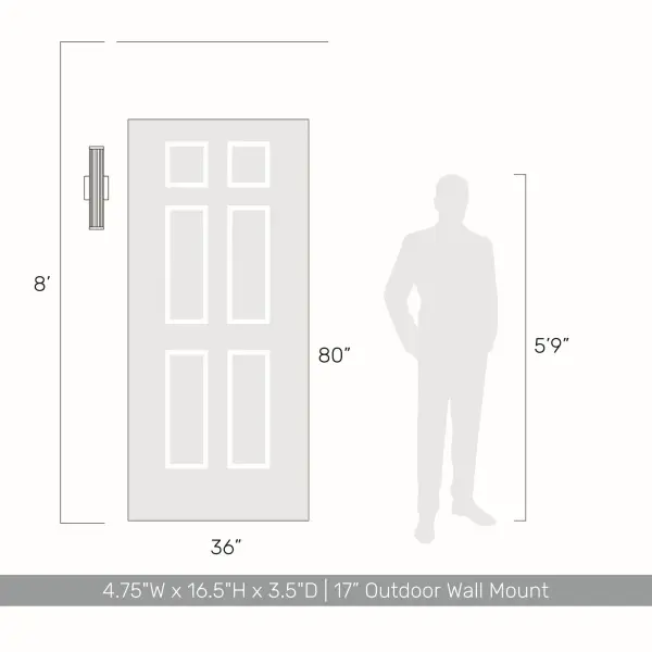 Rodara Integrated LED 17" Outdoor Wall Sconce in Matte Black - Image 4