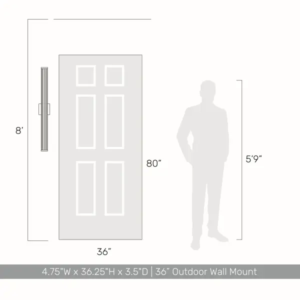Rodara Integrated LED 36" Outdoor Wall Sconce in Matte Black - Image 4