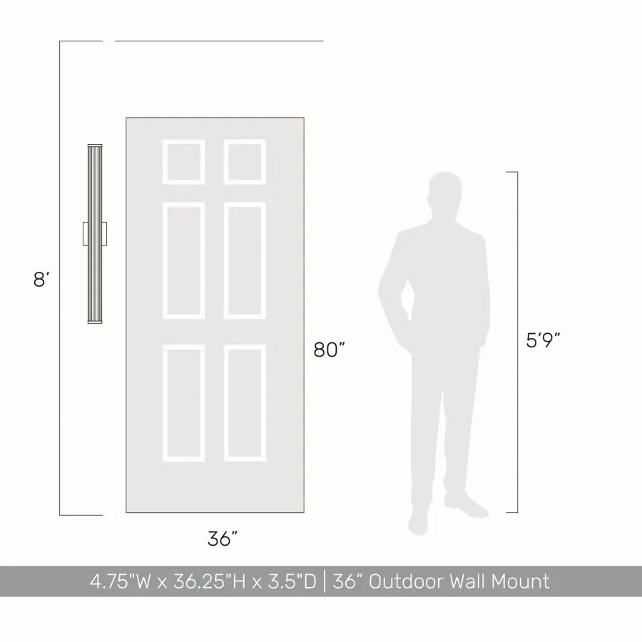Rodara Integrated LED 36" Outdoor Wall Sconce in Matte Black - Image 4
