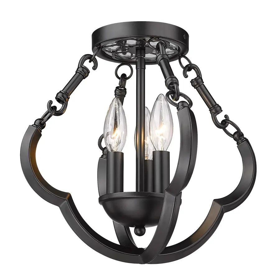Saxon Three Light Semi-Flush Mount in Matte Black - Image 1