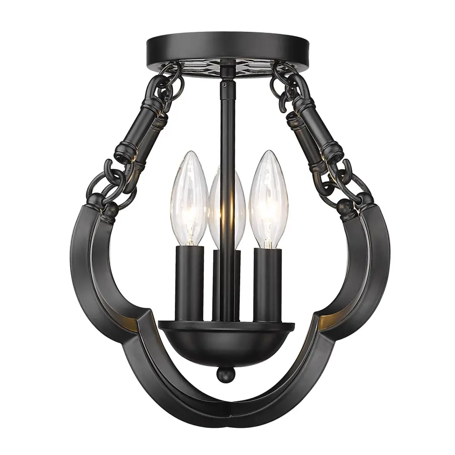 Saxon Three Light Semi-Flush Mount in Matte Black - Image 2