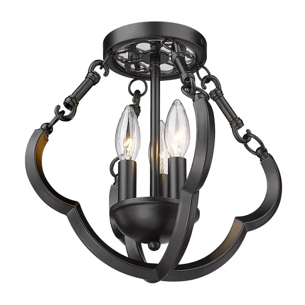 Saxon Three Light Semi-Flush Mount in Matte Black - Image 3