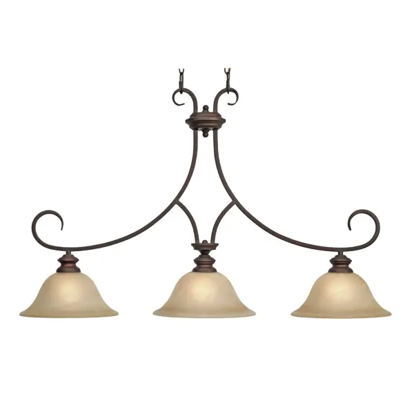 The Lancaster pendant combines traditional charm with transitional versatility through its antique marbled glass shades and rich rubbed bronze finish. The 36-inch linear design provides excellent task lighting over islands and dining tables while creating ambient warmth.