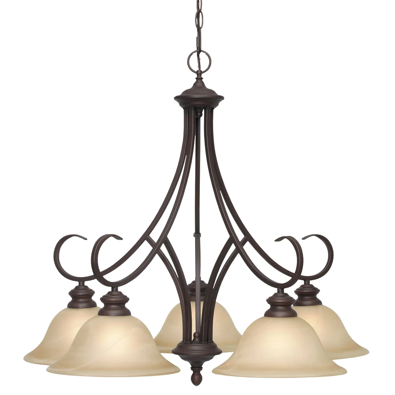 Lancaster Five Light Chandelier in Rubbed Bronze