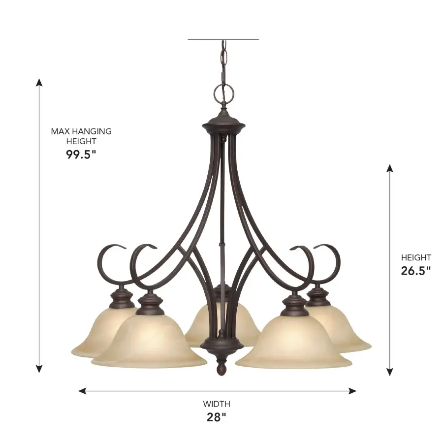 Lancaster Five Light Chandelier in Rubbed Bronze - Image 2