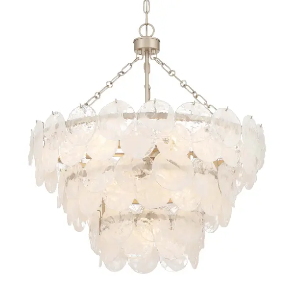 Cascada 11-Light Pendant in Aegean Silver with Cirrus Cloud Glass - Image 1