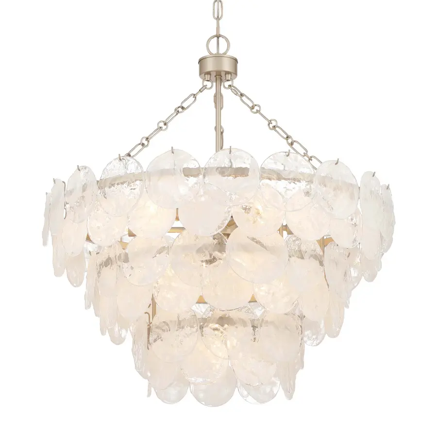 Cascada 11-Light Pendant in Aegean Silver with Cirrus Cloud Glass - Image 1