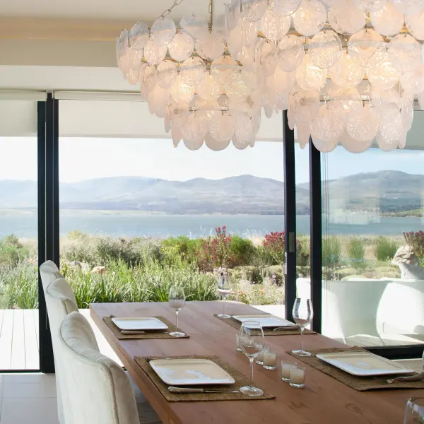 Cascada 11-Light Pendant in Aegean Silver with Cirrus Cloud Glass - Image 2