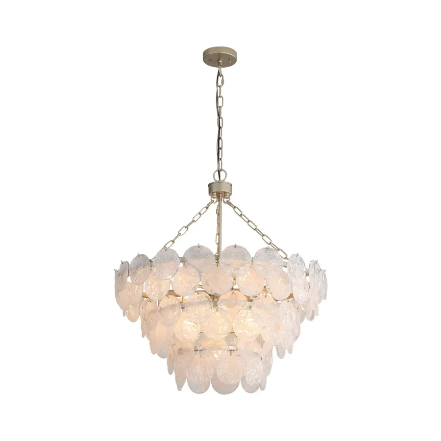 Cascada 11-Light Pendant in Aegean Silver with Cirrus Cloud Glass - Image 3