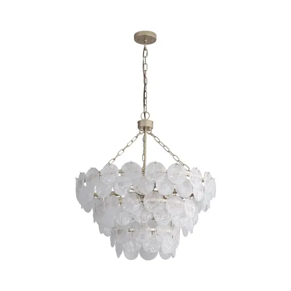 Cascada 11-Light Pendant in Aegean Silver with Cirrus Cloud Glass - Image 4