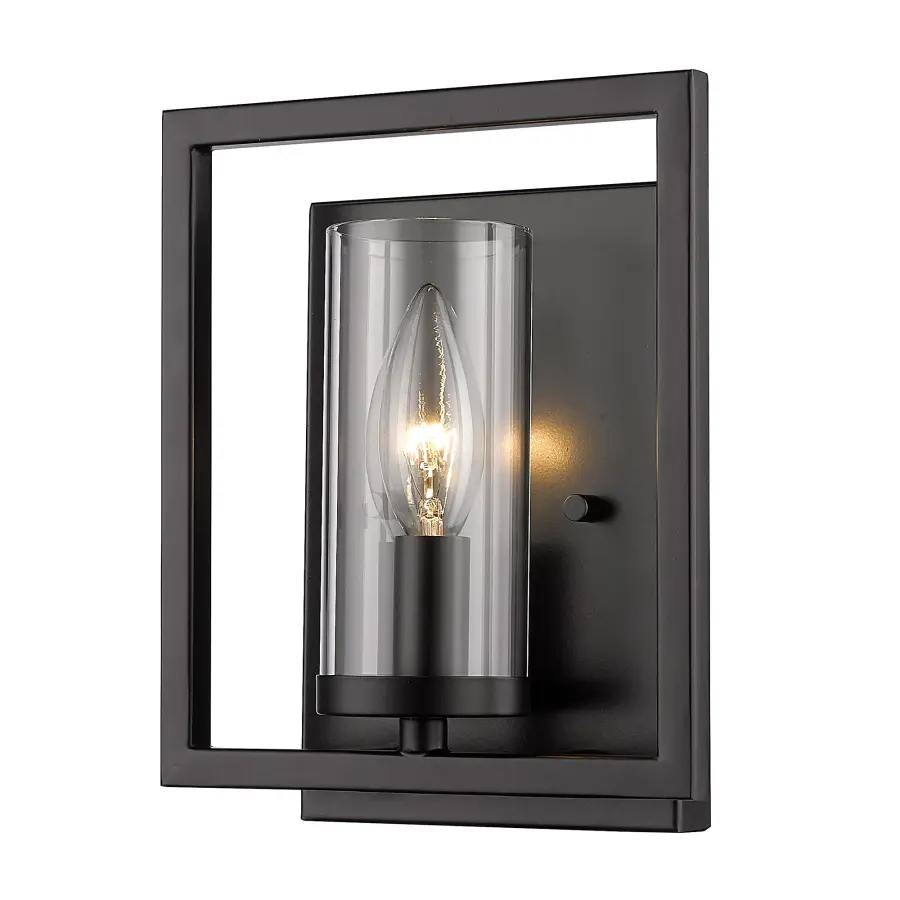 Golden Lighting Marco 1-Light Wall Sconce in Matte Black - Image 1
