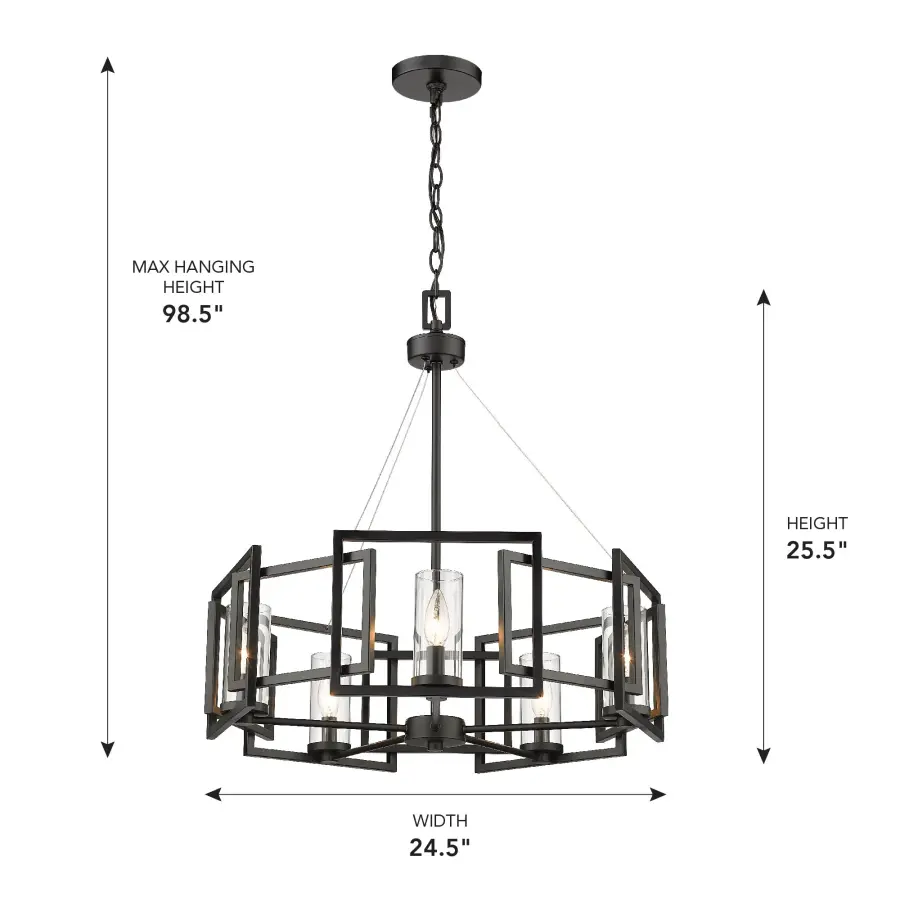 Golden Lighting Marco 5-Light Chandelier in Matte Black - Image 4