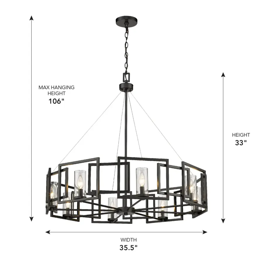 Golden Lighting Marco 8-Light Chandelier in Matte Black - Image 4