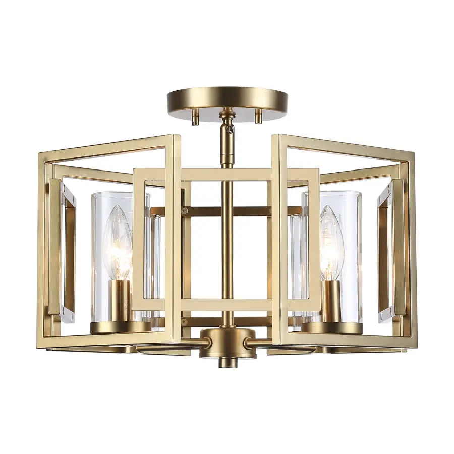 Golden Lighting Marco 4-Light Flush Mount in Brushed Champagne Brass - Image 1